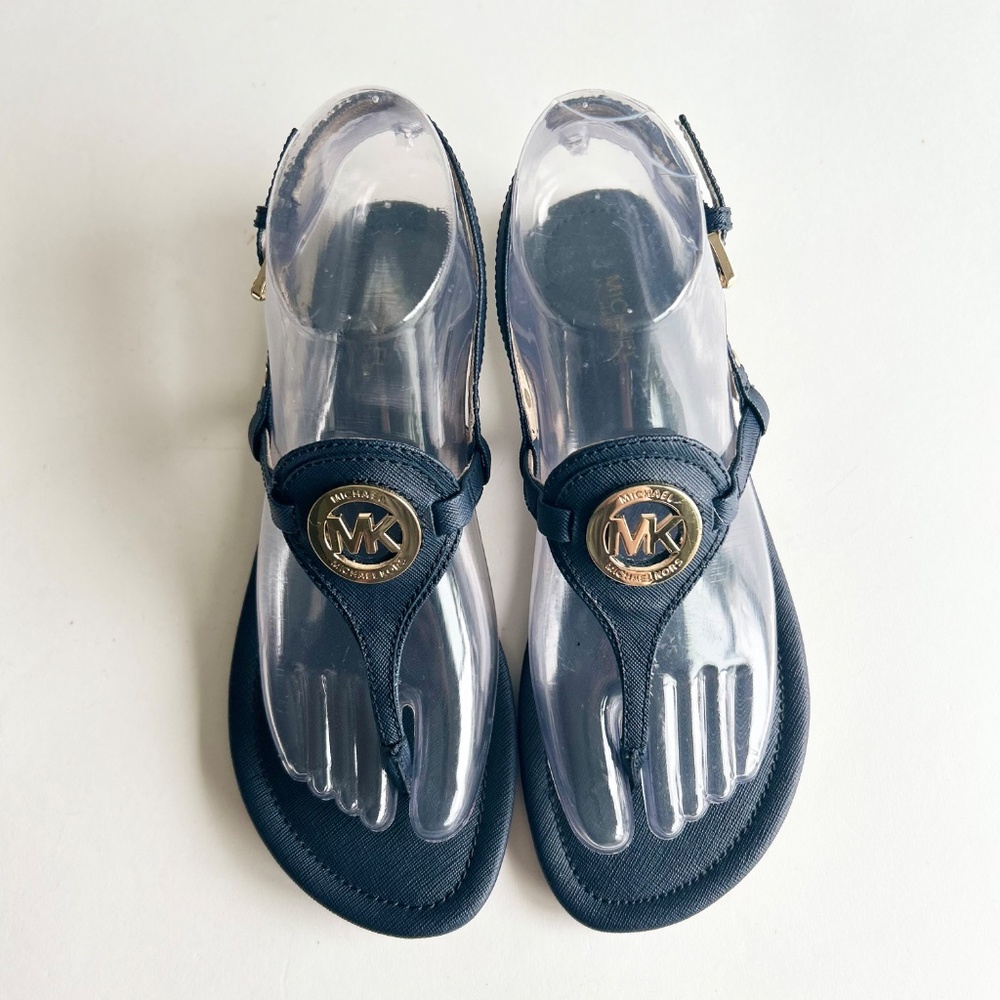 New Michael Kors Navy Crossgrain Leather Sandals size 7 - Picture 4 of 15